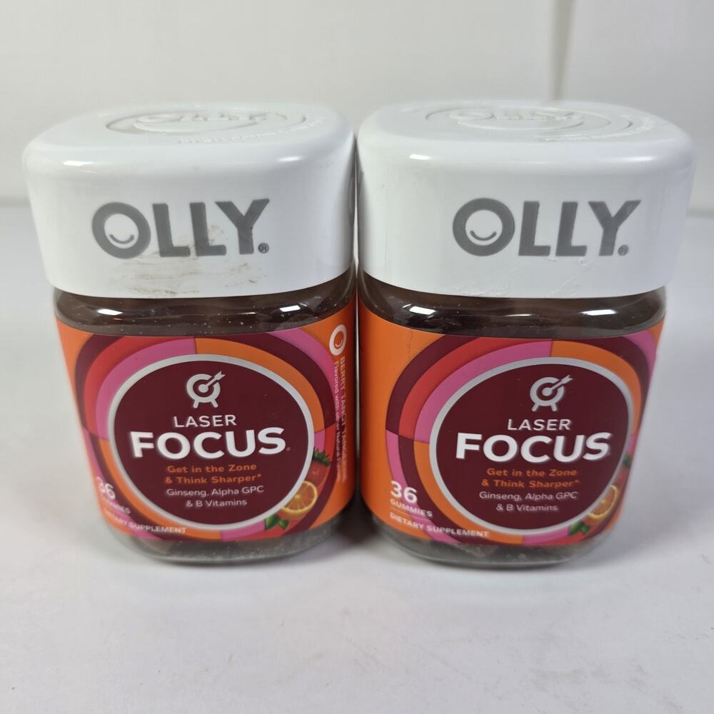 Lot Of 2 Olly Laser Focus Berry Tangy Tangerine Vitamins 36 Gummies BB 9/25/26